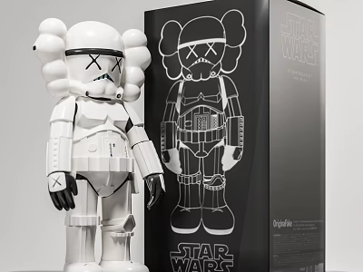 White Star Wars Stormtrooper Kaws Inspired Collectible Toy Figure with Detailed Design 3d model