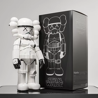 White Star Wars Stormtrooper Kaws Inspired Collectible Toy Figure with Detailed Design 3d model
