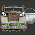 Vintage Futuristic Car Model With Metallic Finish Unique Bodywork And Green Lights