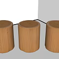 Three Wooden Tree Stump Shaped Landscape Seats For Outdoor Garden Design