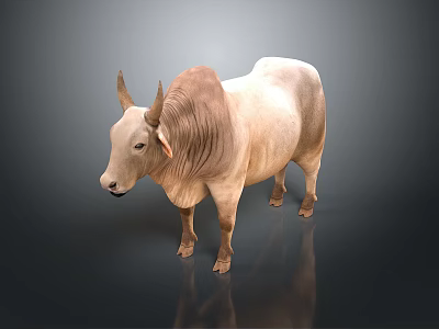 Realistic style Asian tumor cattle Asian tumor cattle farm animals cattle livestock animals green screen background animation material full body details 3d model