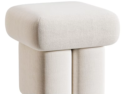 Modern Cream Boucle Upholstered Square Sofa Stool For Cozy Home Living Room Decor 3d model