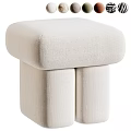 Modern Cream Boucle Upholstered Square Sofa Stool For Cozy Home Living Room Decor