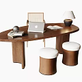 Modern Desk and Chair Combination Stool Desk Ornaments Table Lamp 3d model