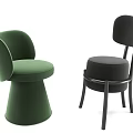 Pair of Stylish Modern Single Sofas With Green Curved Back And Black Leg Design
