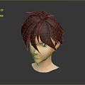 Male 3D Head with Brown Hair and Blue Eyes on Gray Black Gradient Reflective Surface