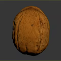 Close Up View Of Whole Brown Walnut With Textured Shell On Dark Background
