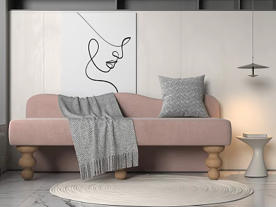 Modern cream chaise longue chair longue chair bench sofa stool bed end stool shoe changing stool 3d model