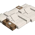 Living Divani Multiplayer Sofa Two-Way Sofa 3d model
