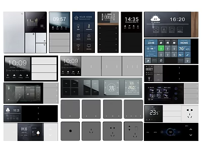 Modern Smart Switch Panels with Various Styles and Digital Displays for Home Interior Decoration 3d model