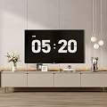Modern TV Stand with TV Vase Photo Frame and Decorative Items on Wooden Floor