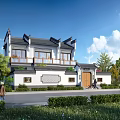 Ancient Chinese Traditional Architecture With White Walls Wooden Elements Classic Roof And Green Surroundings