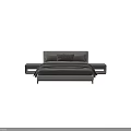 Modern Gray Double Bed With Soft Quilt Pillows Headboard And Nightstand 3d model