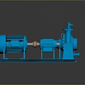Blue Industrial Mechanical Pump System With Motor And Pipe Components On Stable Base 3d model