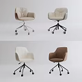 Modern Upholstered Office Chair With Swivel Wheels And Comfortable Seats In Beige Brown Tones