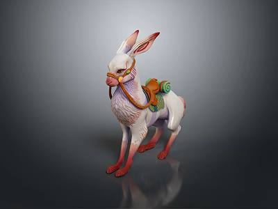 Fantasy Game Movie Rabbit Character With Pink Ears White Body And Decorative Design 3d model
