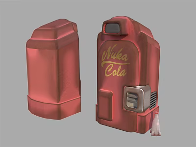 Red Commercial Vending Machine With Nuka Cola Branding And Classic Design 3d model