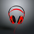 Red and Black Over Ear Gaming Headphones With Wired Illuminated LED Lights For Computer Setup