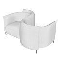 Modern Gray Fabric Two Seater Sofa With Curved Armrests And Black Slim Legs