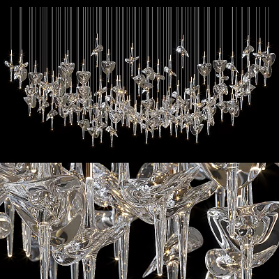 Modern Crystal Chandelier With Hanging Glass Elements And Elegant Lighting Design 3d model
