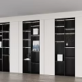Modern Black And White Display Cabinet With Multiple Shelves And Decorative Lighting