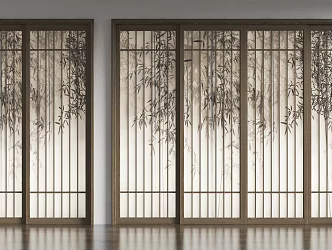 New Chinese style sliding door glass door 3d model