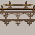Traditional Chinese Wooden Columns Featuring Intricate Carved Patterns and Decorative Brackets