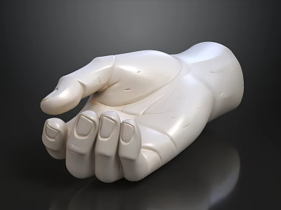 Realistic White Hand Sculpture Model with Open Palm on Black Background 3d model