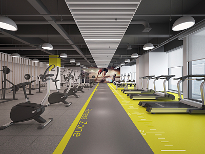 Modern Gym Chandelier Mural 3d model