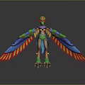 Vibrant Fantasy Game Movie Character With Colorful Feathered Wings Bird Head Decoration And Clawed Feet