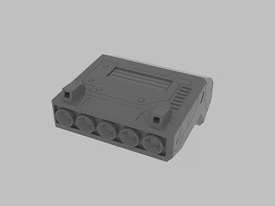 Gray Square Electronic Device With Multiple Circular Ports And Functional Interface 3d model