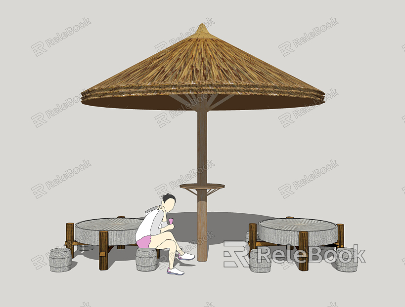 New Chinese Style Pavilion Village Grass Pavilion model