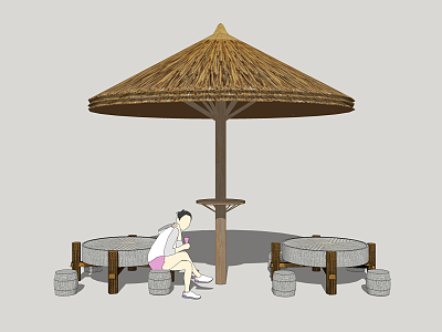 New Chinese Style Pavilion Village Grass Pavilion model