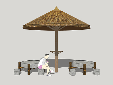 New Chinese Style Pavilion Village Grass Pavilion 3d model