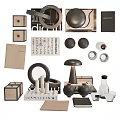 Elegant Modern Minimalist Decorative Ornament Set With Wooden Boxes Metal Ring Mirror And Candles