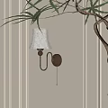 Vintage Wall Lamp With Wooden Base And Floral Patterned Lampshade On White Wall