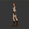 Red Haired Female Character With Dual Guns Vest Shorts And Long Boots 3D Render