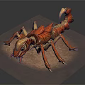 Red Mythical Scorpion Creature Character With Detailed Exoskeleton And Sharp Claws 3d model