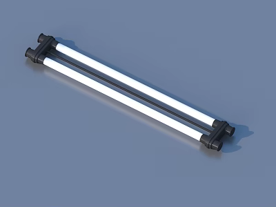 Double Tube LED Light Bar With Black Ends And White Illumination Body 3d model