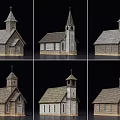 Church Style Wooden House Model With Spire Tower And Detailed Wooden Structure