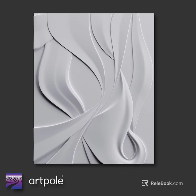 White 3D Decorative Component With Wavy Pattern For Modern Wall Art 3d model 