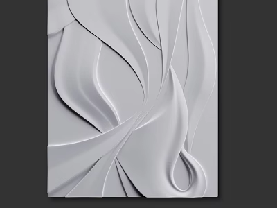 White 3D Decorative Component With Wavy Pattern For Modern Wall Art 3d model
