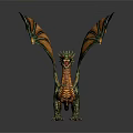 Fantasy Green And Orange Dragon With Spread Wings Detailed Scales Mythical Creature