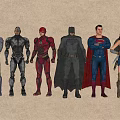 Game And Movie Superhero Characters In Iconic Costumes Standing Together In Line