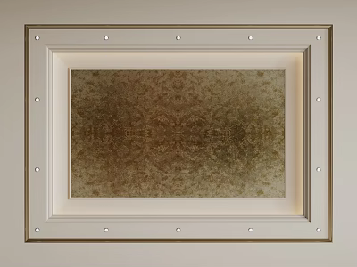 Elegant Ceiling Design With Square Frame Decorative Central Pattern And Recessed Lights 3d model