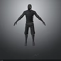 Gray 3D Human Model in Standing Position With Arms Outstretched and Ground Symbol