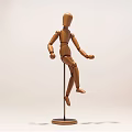 Wooden Articulated Human Figurine Decorative Ornament Set With Posable Joints And Standing Base
