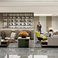 Modern Hotel Lobby Interior With Spacious Seating Area Comfortable Sofas And Marble Flooring