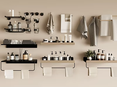 Stylish Bathroom Accessories Storage With Wall Mounted Shelves 3d model Stylish Bathroom Accessories Storage With Wall Mounted Shelves 3d model