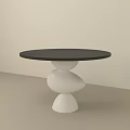 Modern Minimalist Side Table With Black Round Top And White Pebble Base 3d model